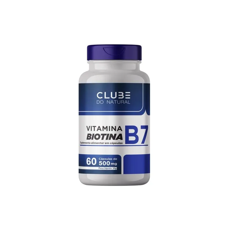 Biotina Vitamina B7 500mg 60 Cápsulas Clube Do Natural