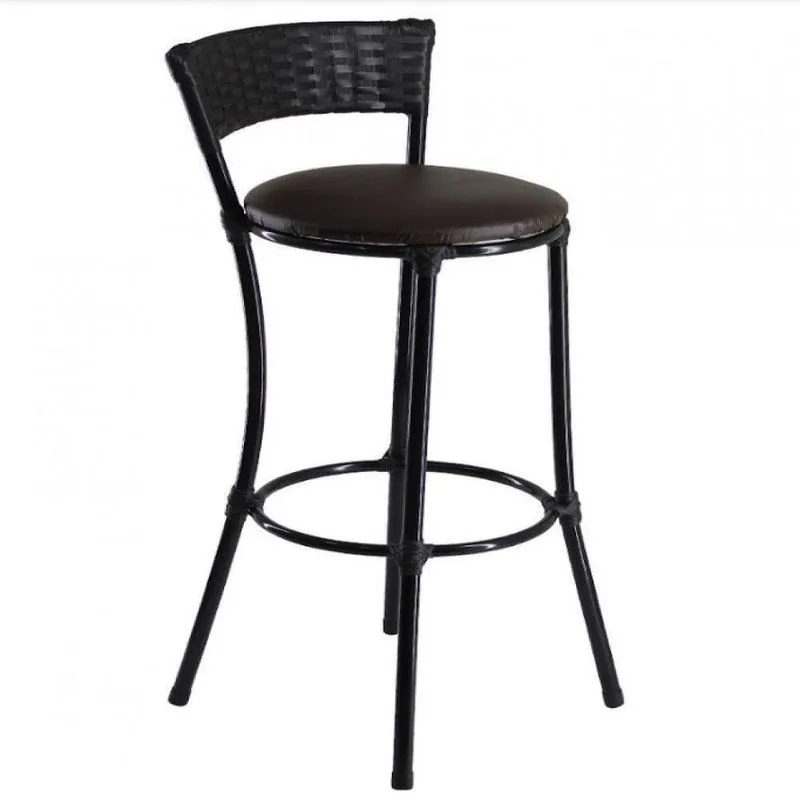 Banqueta Alta Forts Aço Fibra Acesse Móveis Preto Marrom
