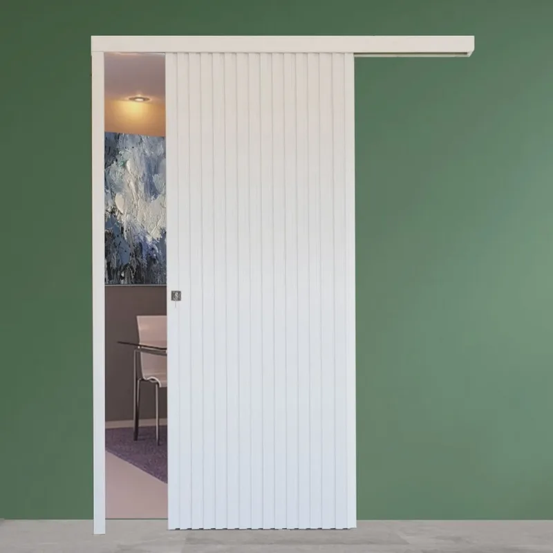 Kit Para Porta de Correr Ripada Branco 82cm com Fechadura Branco