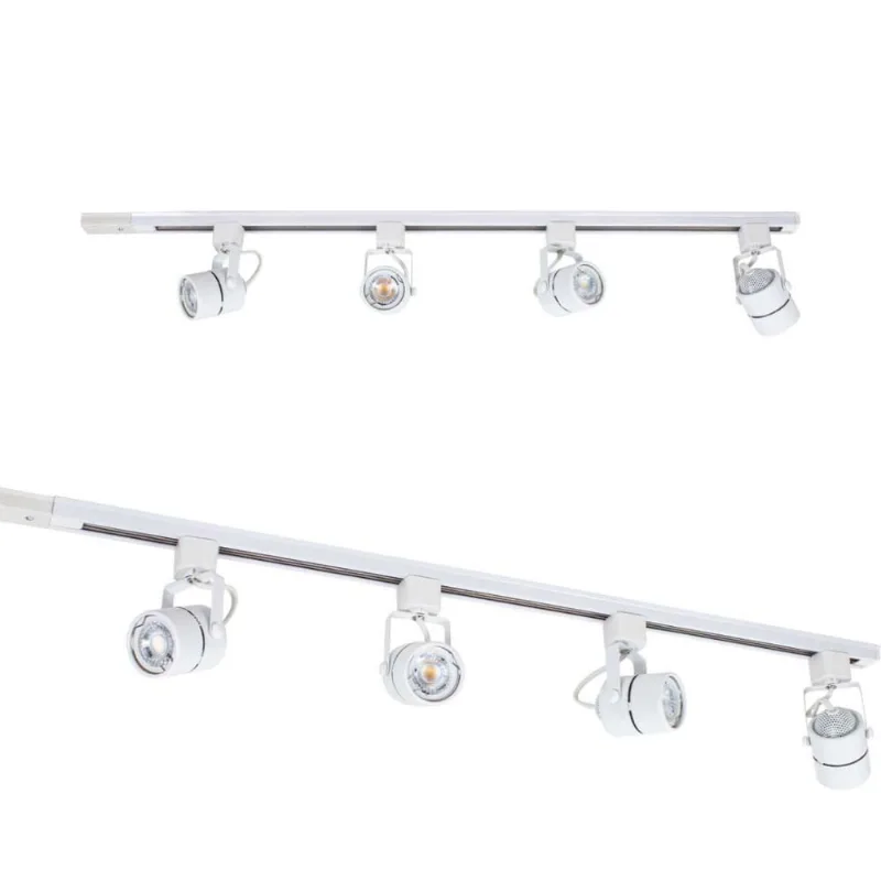 Trilho Eletrificado Branco 1m + 4 Spot + 4 LED Dicroica Mr16 6500K St2070