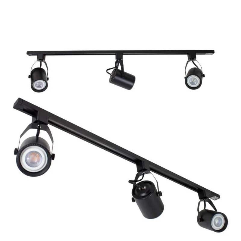 Kit Trilho Eletrificado 1m + 3 Spot Preto + 3 LED Par20 3000k St1978