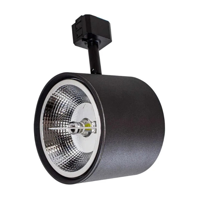 Spot Alumínio Preto Trilho Eletrificado ZTL018BK + LED AR111 Branco Quente ST2301