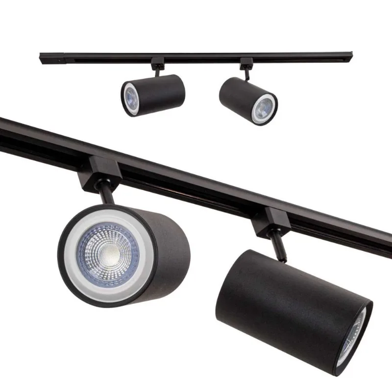 Trilho Eletrificado 1m + 2 Spot Preto + 2 LED PAR30 Branco Frio ST2335