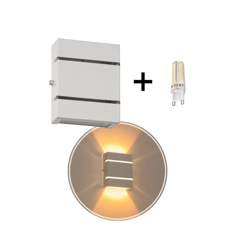 Arandela Slim Alumínio 2 Frisos Branco + LED G9 Branco Frio St2527