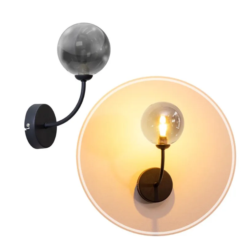 Arandela Grape Preto Fosco Globo Vidro + LED G9 bq ZR112 Starlux ST2628