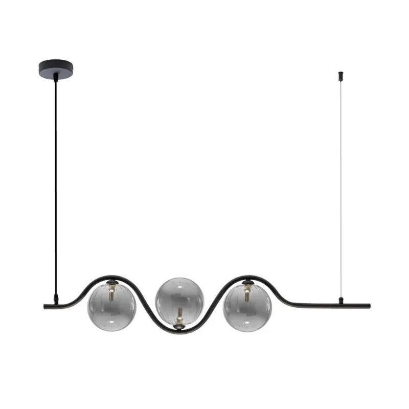 Pendente Malu Preto Fosco e Smoky 100 Cm + 3X G9 bf ZR126 Starlux ST2616