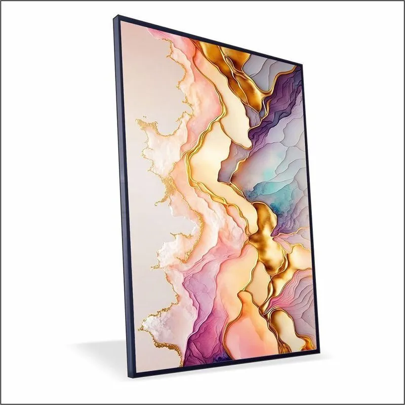 Quadro Marmorizado Rose Canvas Sem Vidro Tamanho/moldura 120x80 Caixa Cor Preta