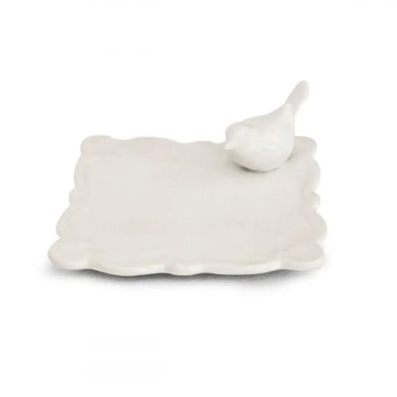 Bandeja De Porcelana 1 Passaro 16x16cm- M. Victoria