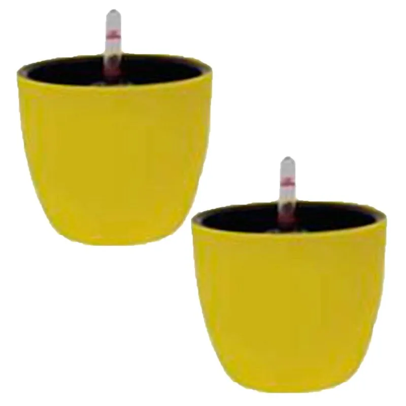 Jogo 2 Vasos Autoirrigável Botanique Redondo Amarelo - Japi
