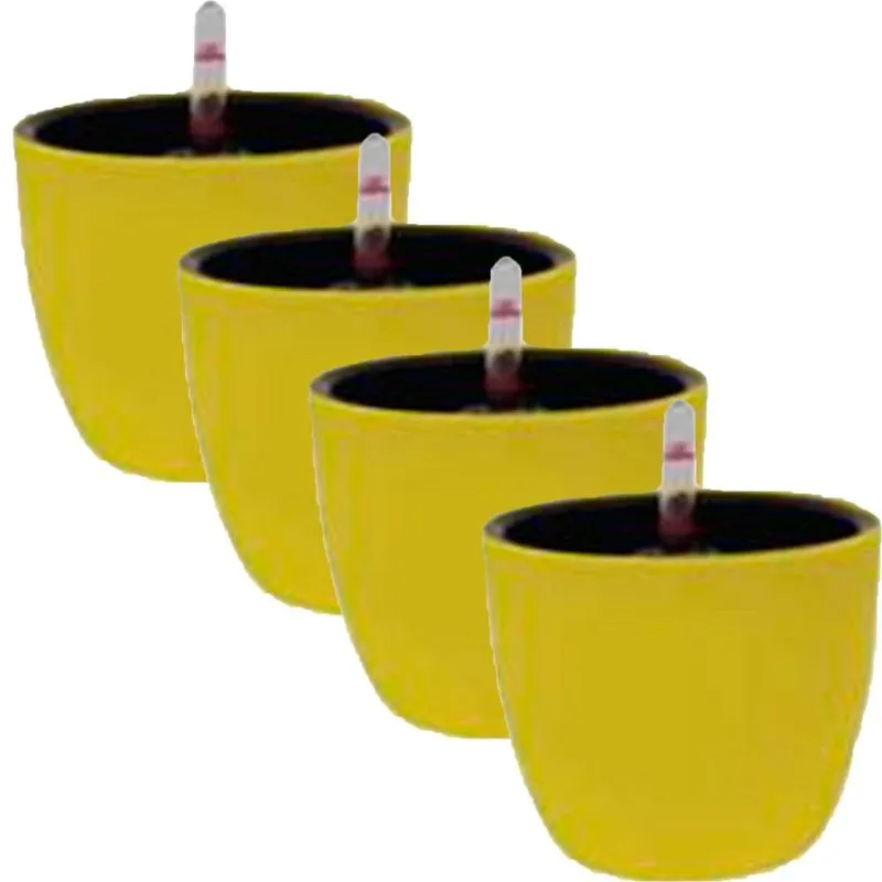 Jogo 4 Vasos Autoirrigável Botanique Redondo Amarelo - Japi