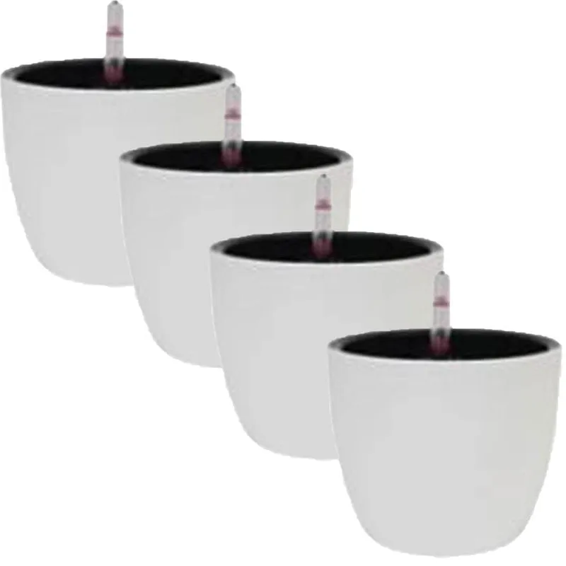 Jogo 4 Vasos Autoirrigável Botanique Redondo Branco - Japi