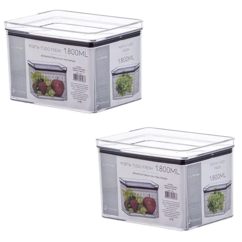 Jogo 2 Porta-tudo Fresh Hermético Lumini 1,8 L - Paramount