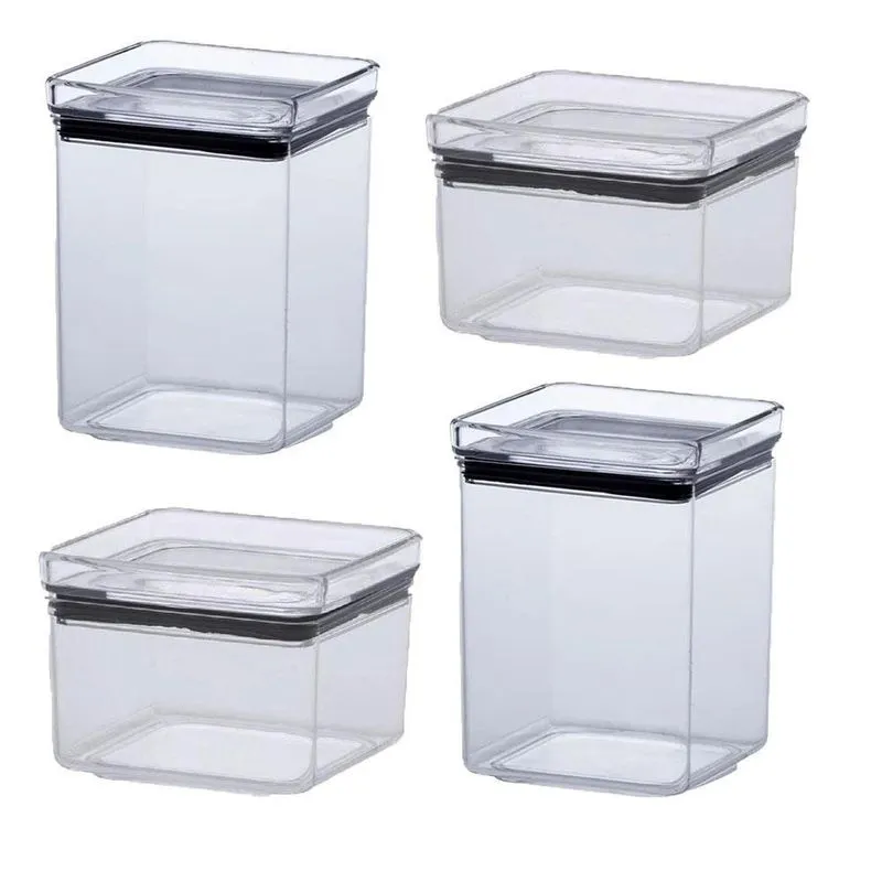 Jogo 4 Potes Hermético Lumini Quadrado