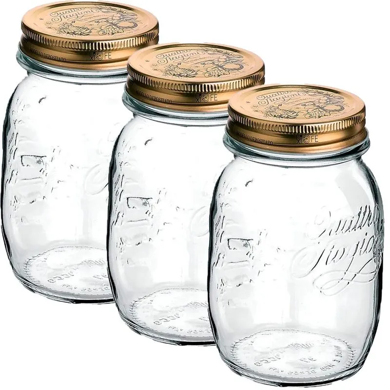 Jogo 3 Potes de Vidro Italiano Bormioli Rocco Quattro Stagioni - 3x1000ml