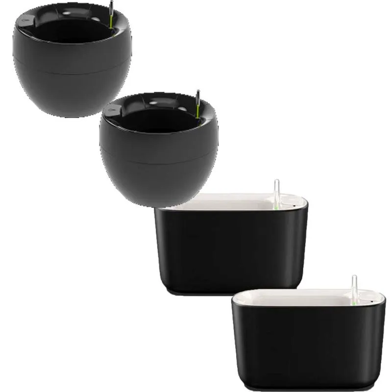Jogo 4 Vasos Auto Irrigáveis 2 Pequenos e 2 Médios Preto - Botanika
