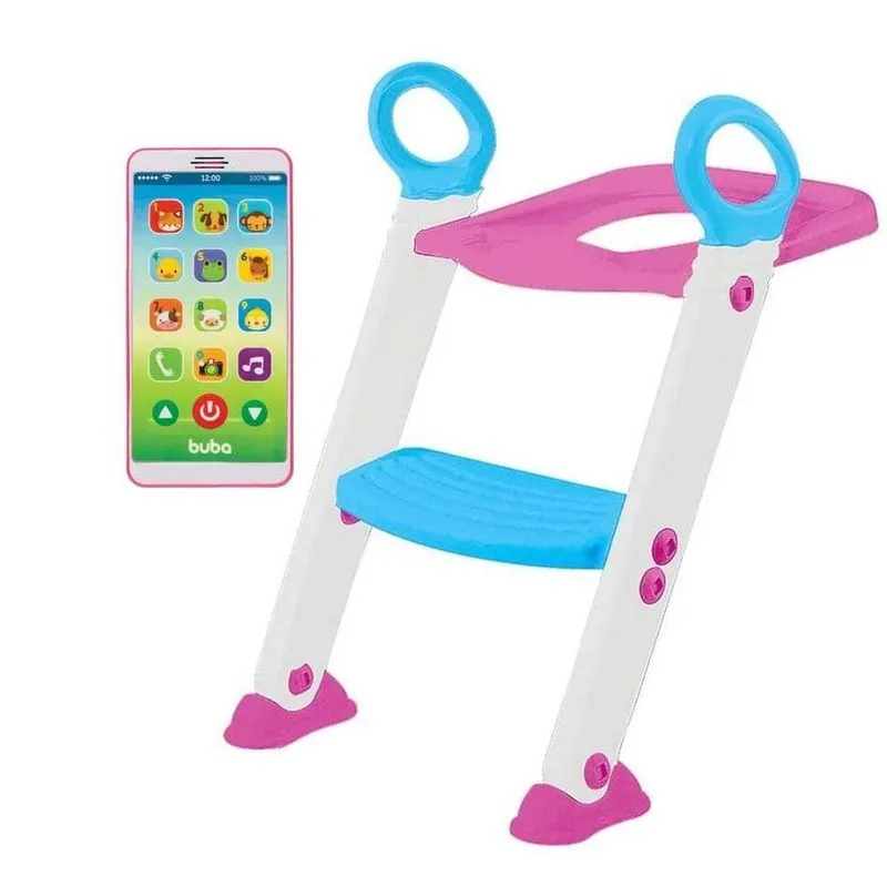 Assento Escada Articulável Celular Infantil Rosa - Buba Baby