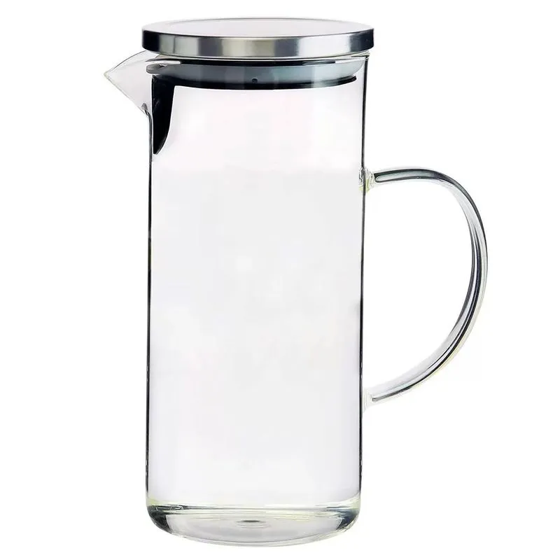 Jarra Vidro Borossilicato 1,3l Tampa Prata Mimo Style