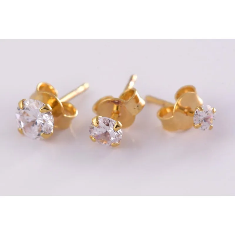 Trio de Brincos Zircônia Folheado em Ouro 18k