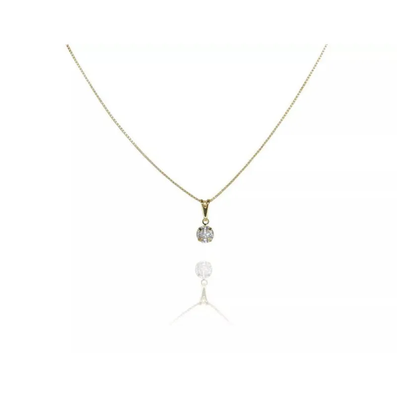 Colar Pingente Ponto De Luz Folheado A Ouro 18k