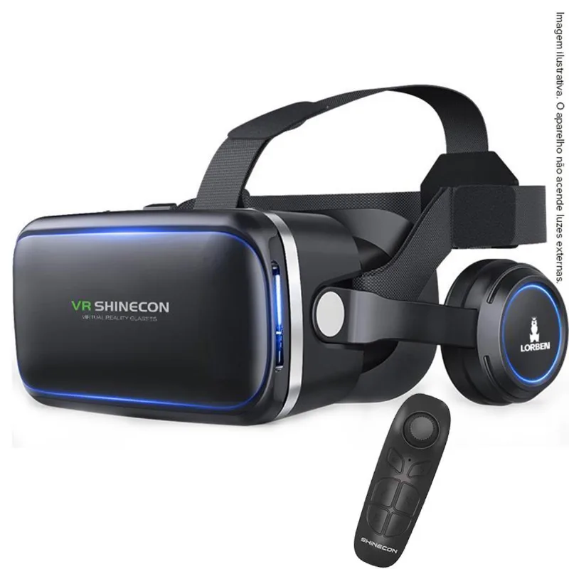 Óculos Vr Realidade Virtual 3d Fone Ouvido Estéreo Controle
