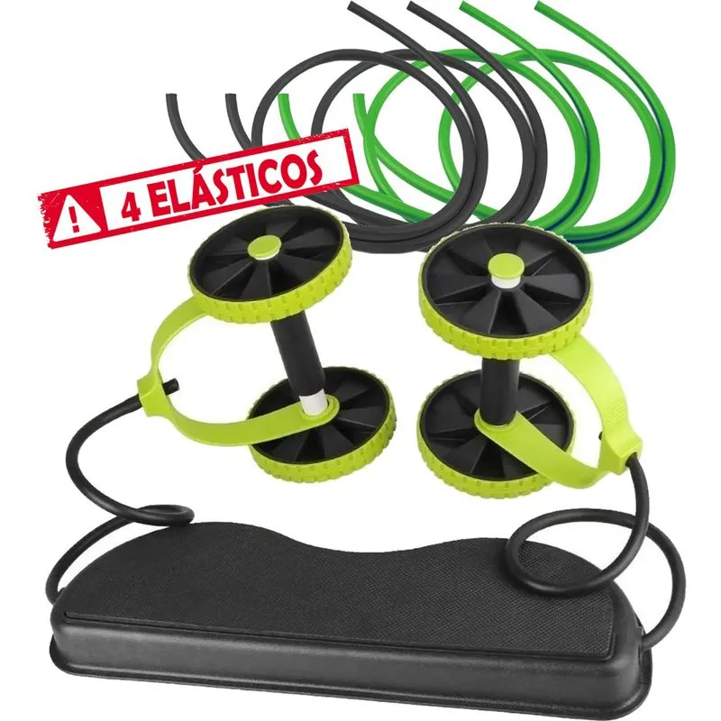 Roda Abdominal Revoflex Xtreme com 2 Pares de Elásticos Exercícios Musculação GT14059 Lorben