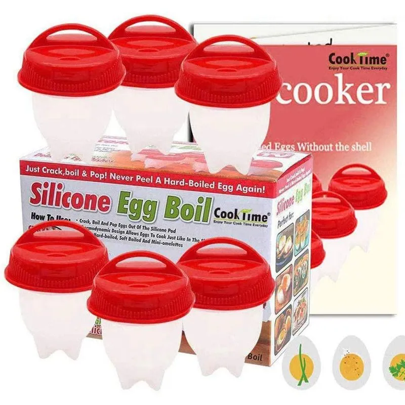 Kit 6 Copos Silicone Ovos Cozido Fogão Duro Cozinha Copo Ovo