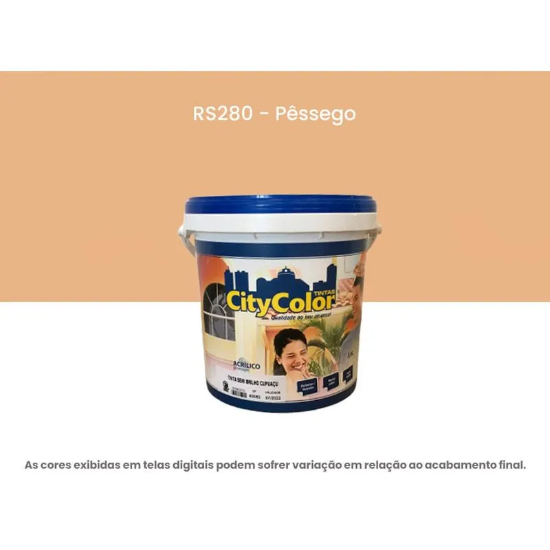 Tinta Acrílica Citycolor Premium Semibrilho Pêssego 3,6 Litros 063RS280 (MP)
