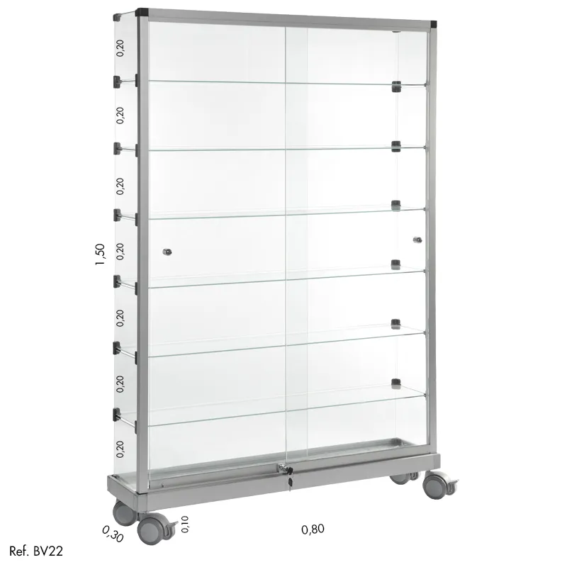 Balcão Vitrine Modulado Em Vidro - 0,80 X 1,50 X 0,30
