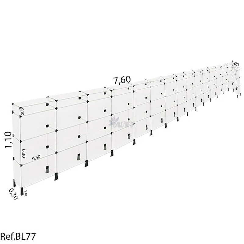 Balcão L Em Vidro Temperado - 7,60 X 1,10 X 0,30