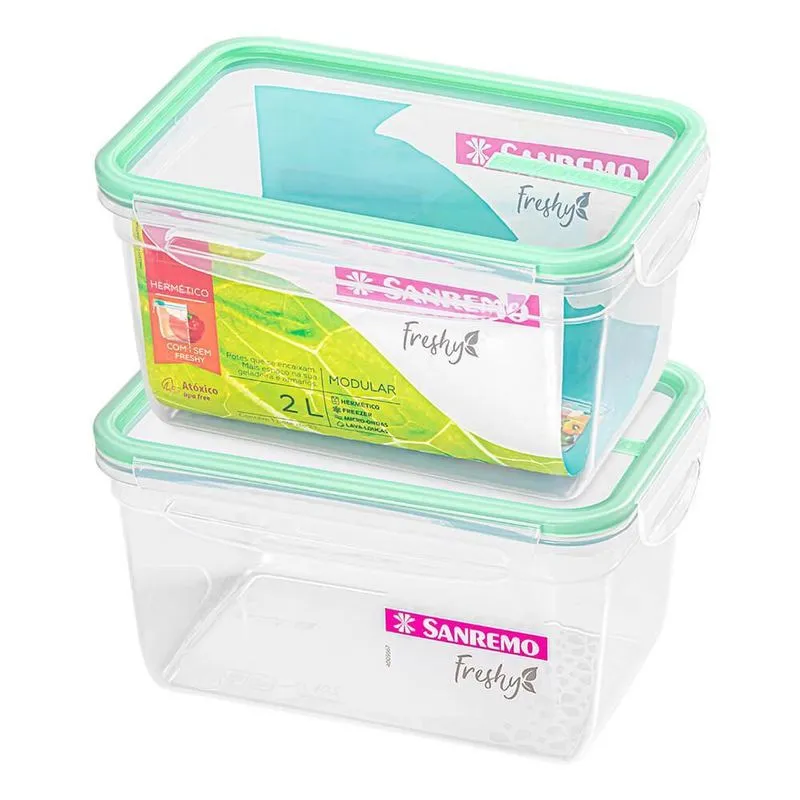 Potes Herméticos De Plástico Freshy 2 Peças 2l Verde - Sanremo
