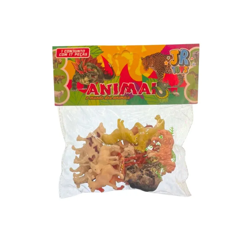 Animal de Plastico Fazenda Jr Toys com 17 Unidades