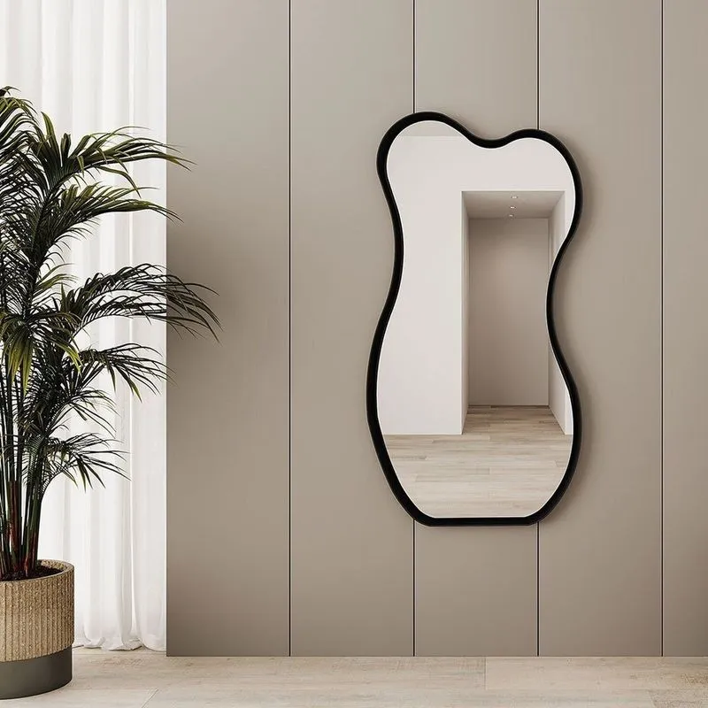 Espelho Orgânico 120x60cm Moldura Mdf Doly Euronobre Preto