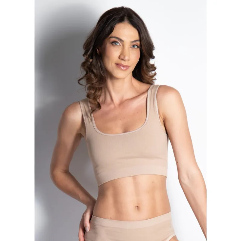 Top Duplo Em Microfibra Fio Adaptiv Liberty BEIGE FONCÉ M