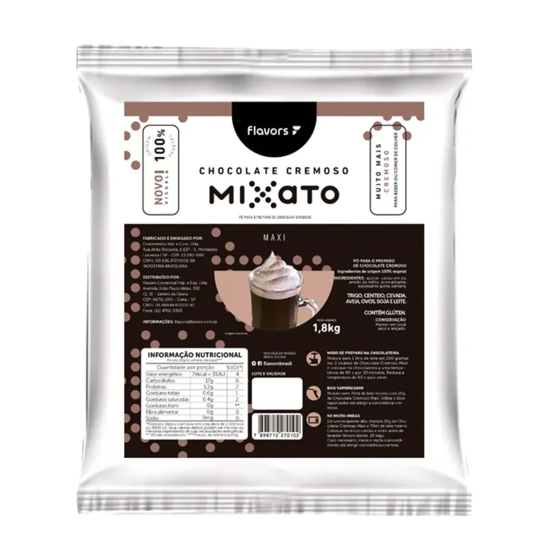 Refil Mixato 1,8Kg ? Mistura Para Chocolate Cremoso Maxi Hot