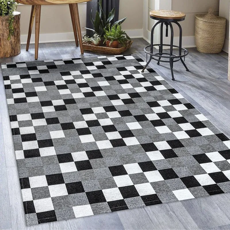 Tapete Jacquard Pixel 1,35 m x 1,00 m antiderrapante - Preto