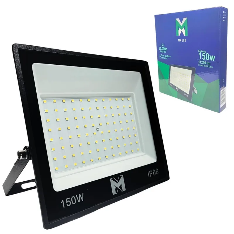 Kit 5 Refletor Led 150W Holofote Prova D'Água Frio