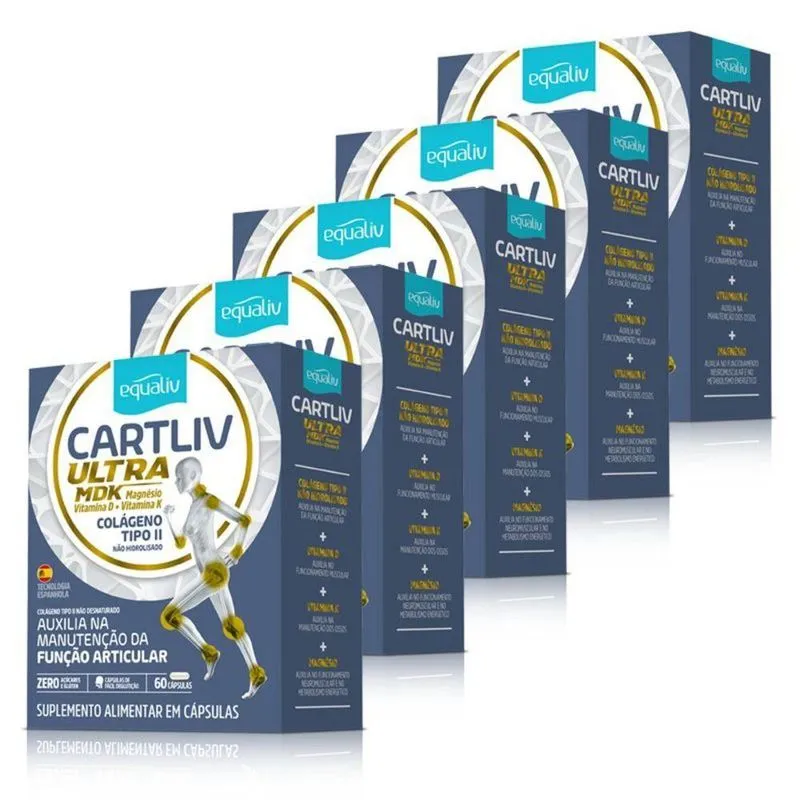 Kit 5 Cartliv Ultra Mdk Colageno Tipo 2 Equaliv 30 Cápsulas