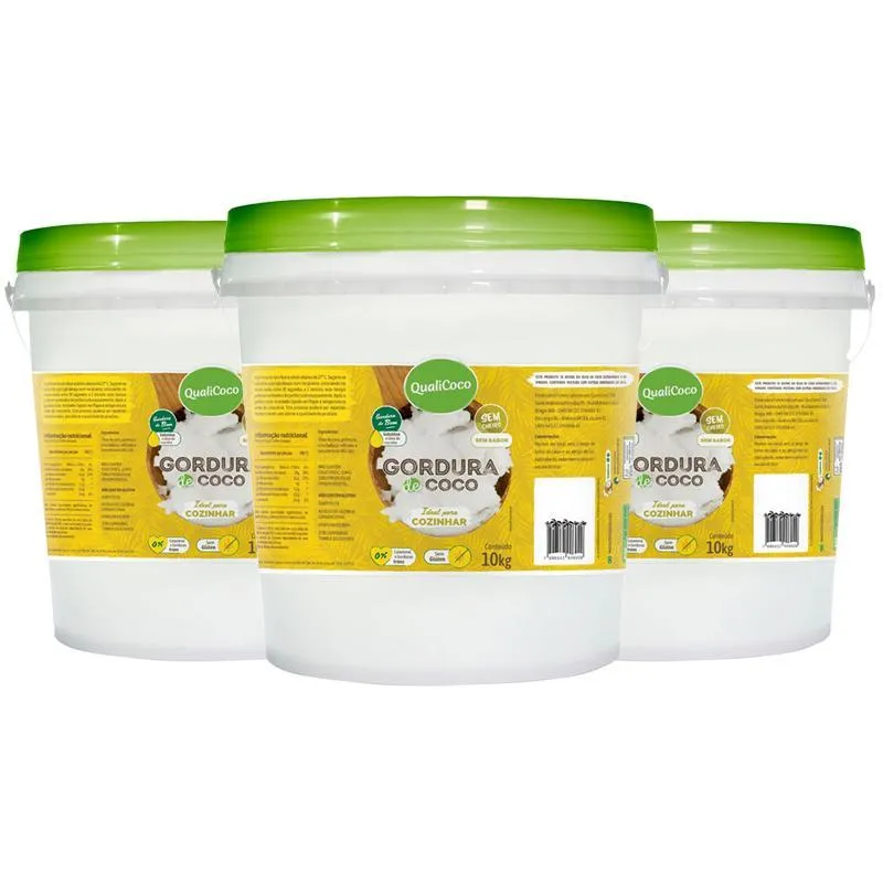 Kit 3 Gordura De Coco Balde 10kg Qualicoco