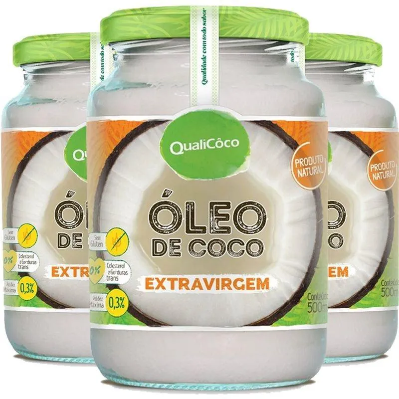 Kit 3 Óleo De Coco Extra Virgem 500ml Qualicôco