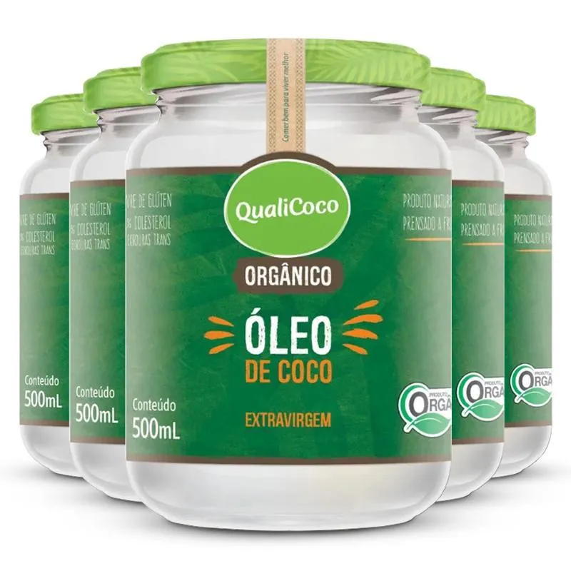 Kit 5 Óleo De Coco Extravirgem Qualicoco 500ml Orgânico