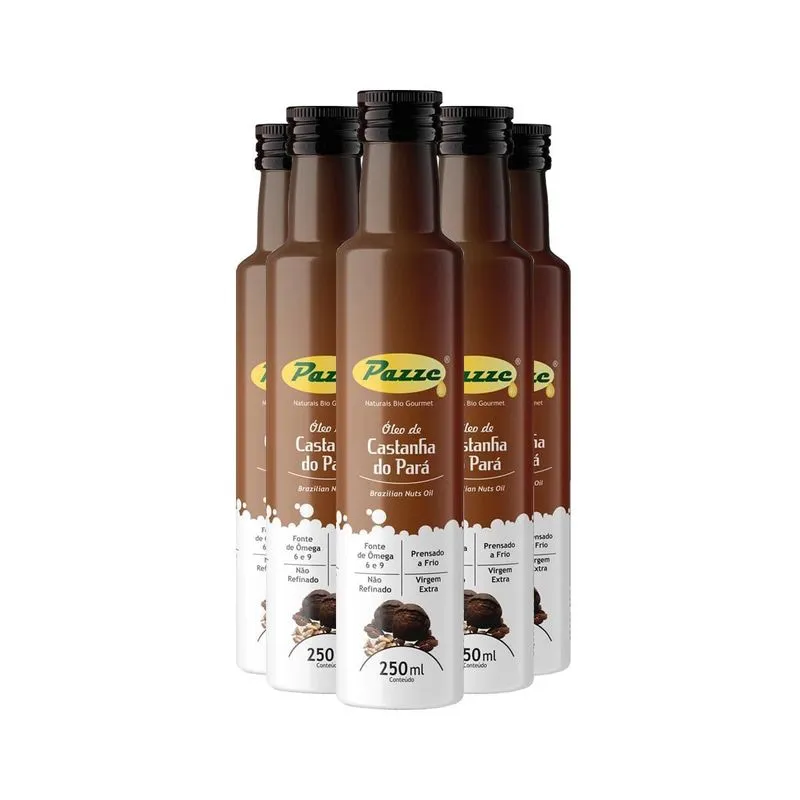 Kit 5 Óleo De Castanha Do Pará Extra Virgem Pazze 250ml