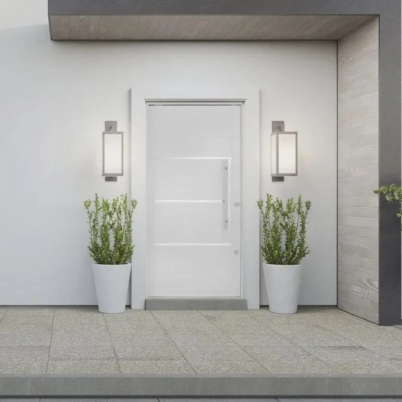 Porta de Aluminio Lambril Pivotante 220x100cm com Puxador Topsul Branco