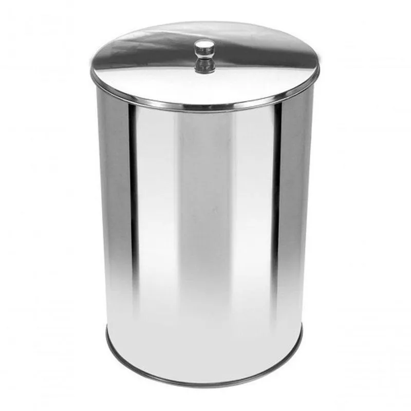 Lixeira Office Redonda Com Tampa Em Inox 7 Litros