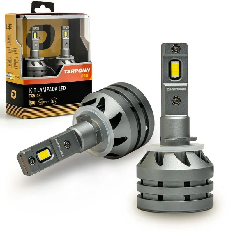 Kit Lâmpada Led Tx5 Pro H27 50W 11000 Lumens 4000K Tarponn