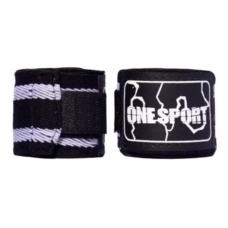 Bandagem Atadura Elastica 3m Muay Thai Boxe Preto/branco