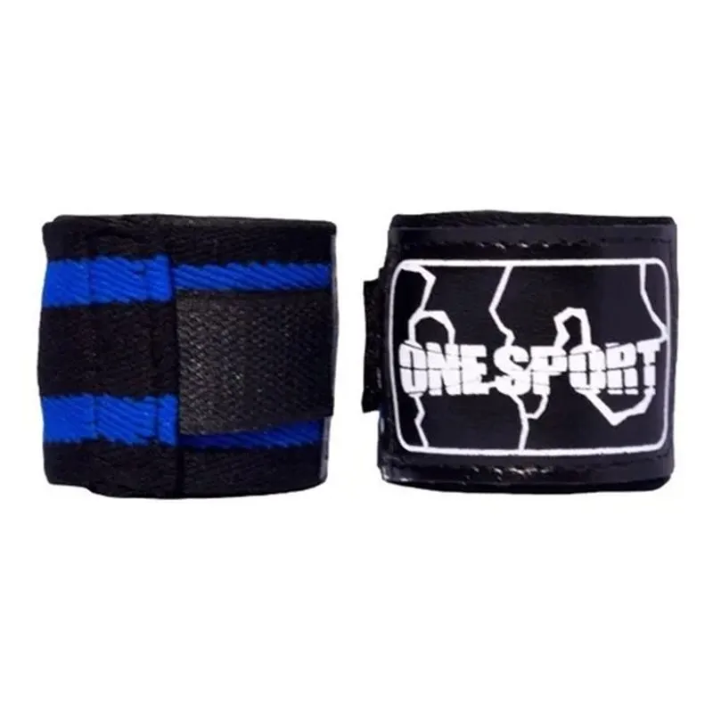 Bandagem Atadura Elastica 5m Muay Thai Boxe Preto/azul