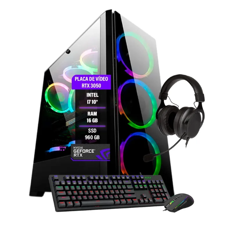 Pc gamer Intel Core i7 10° rtx 3050 8GB 16GB ram ssd 960GB