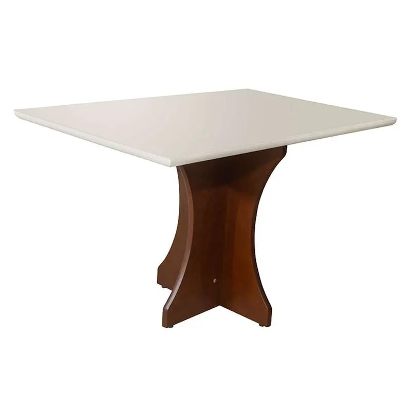 Mesa De Jantar Retangular Luna Off White E Marrom