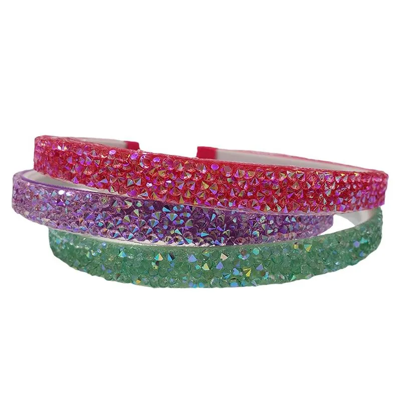 Kit 3 Tiaras Lepeka Cristal Pink Lilás E Verde