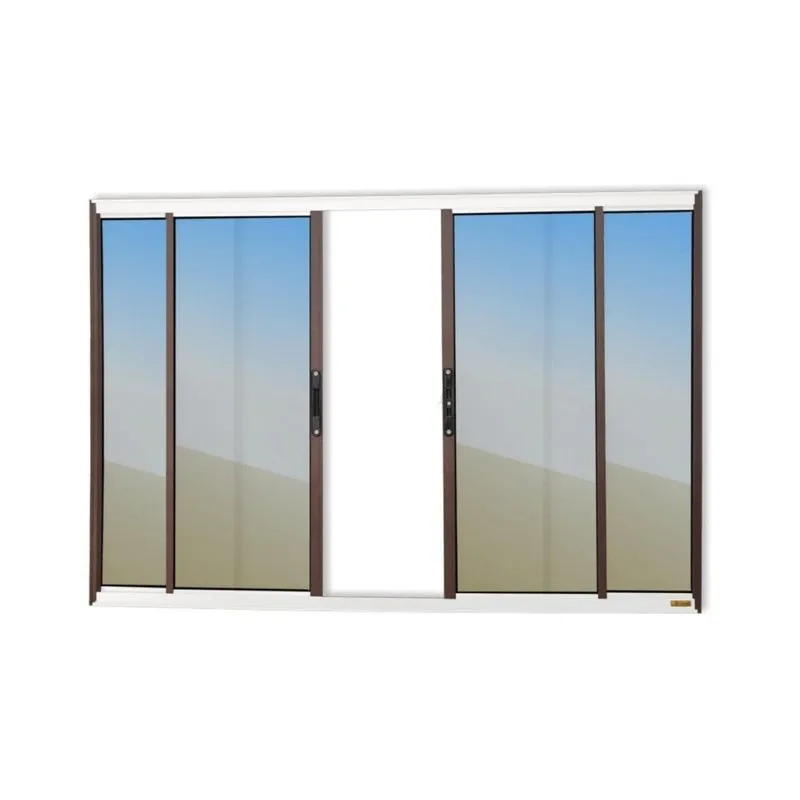 Janela Confort 4 Folhas Vidro Reflex 100cm X 100cm Brimak Mix Corten Mix Corten